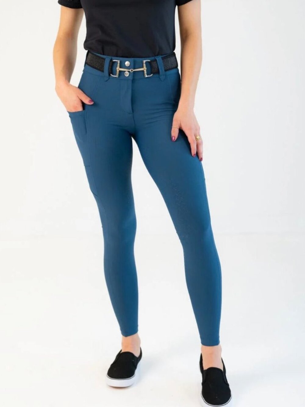 Free Ride Equestrian Lux Zip Breeches in Ocean Full Seat Women's - Size XXS